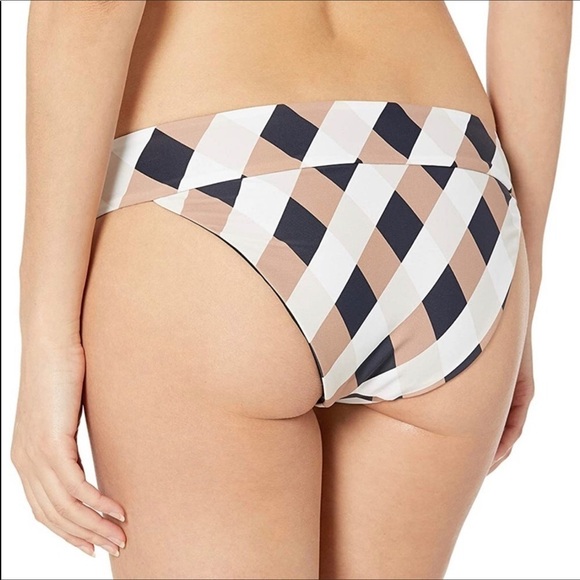 VYB Boxed Out Mocha Stripe Plaid Bikini Bottoms L - Picture 2 of 6